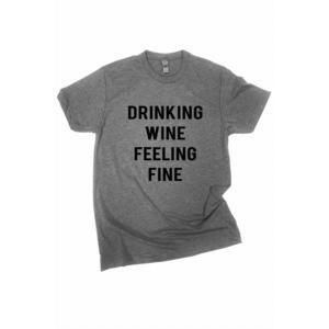 NEW URBANARTEEZ women's drinking wine feeling fine tee in grey